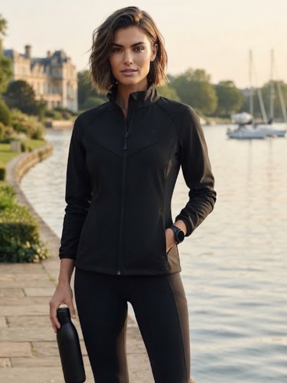 Snozu Black Athletic Zip-Up Jacket Lightweight Activewear M